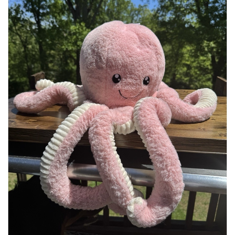 Large Pink Octopus Plush 25" Stuffed Animal XL Curly Tentacles Soft Toy Pillow